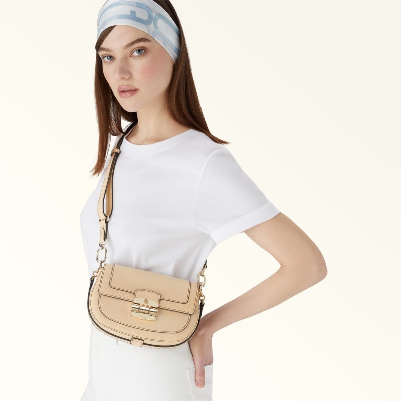 Furla CLUB 2 Crossbody Väska Dam Beige | 9653-HDORS