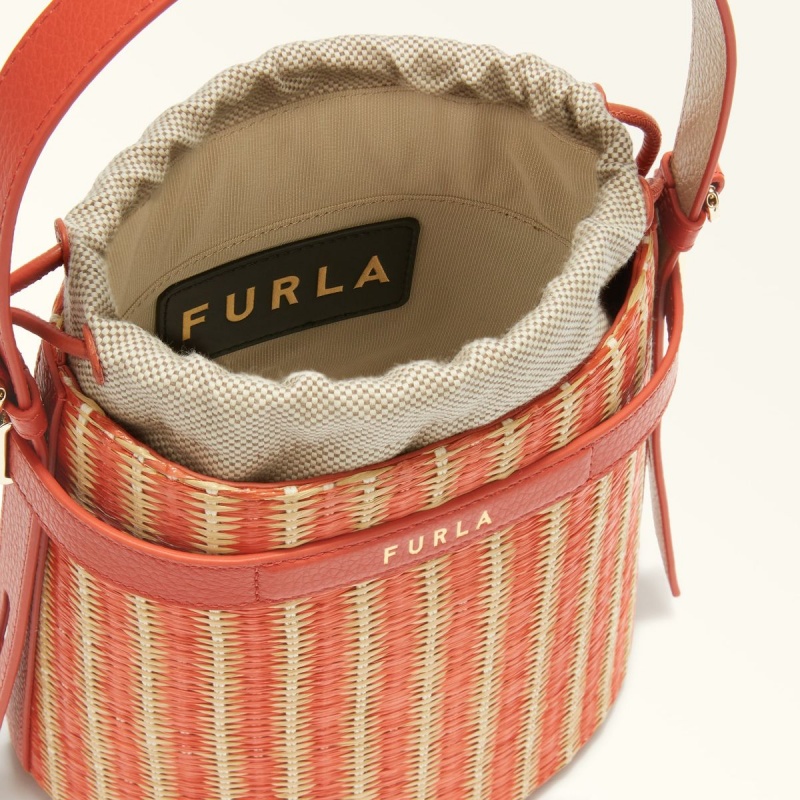 Furla GIOVE Bucket Väska Dam Röda Gula | 5469-TJDYP